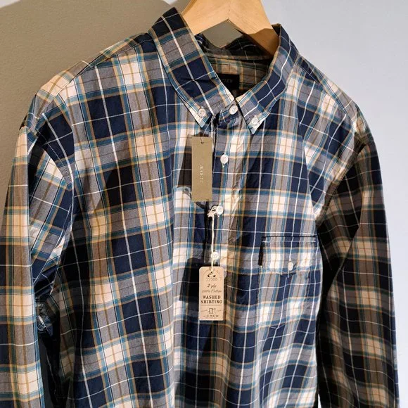 J. Crew Men's XL Four Button Pullover Plaid Shirt New With Tags Style A9334 - Picture 6 of 16
